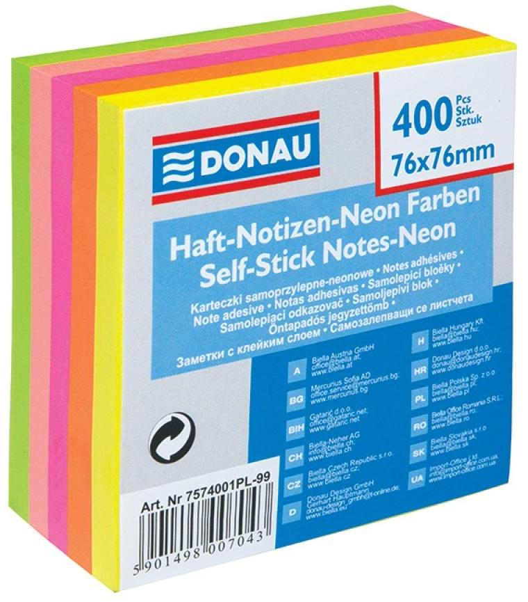 Sticky Notes Standard size 76X76mm (400 sheets) DONAU Neon Colors