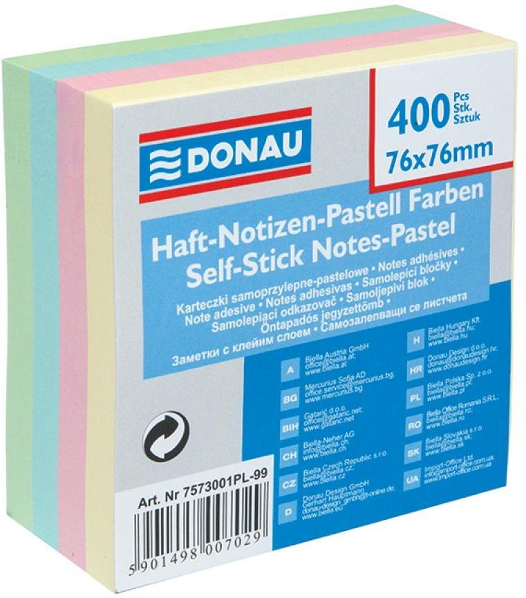 Sticky Notes Standard size 76/76 mm (400 sheets) DONAU Pastel Colors