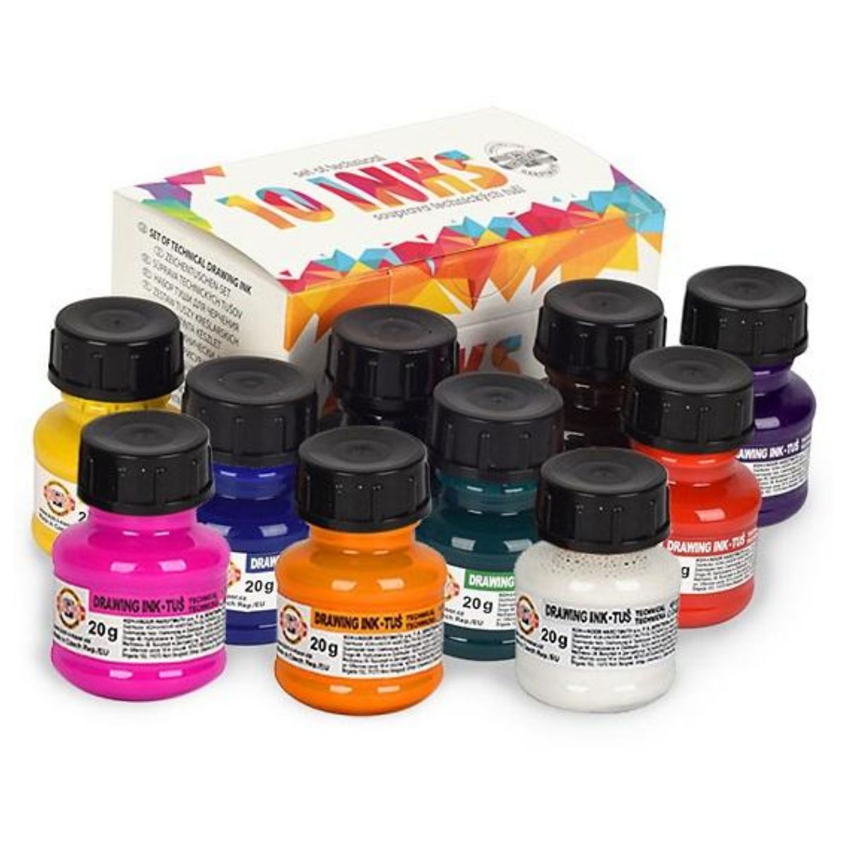 Ink Set for Drawing, Technical Koh-I-Noor 01417S1001KK 20g. 10pcs.