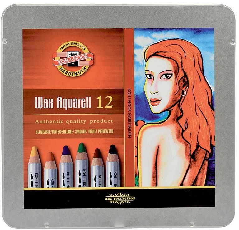 Set of Wax Aquarelle Colored Pencils Koh-I-Noor 8282012001PL 12pcs.