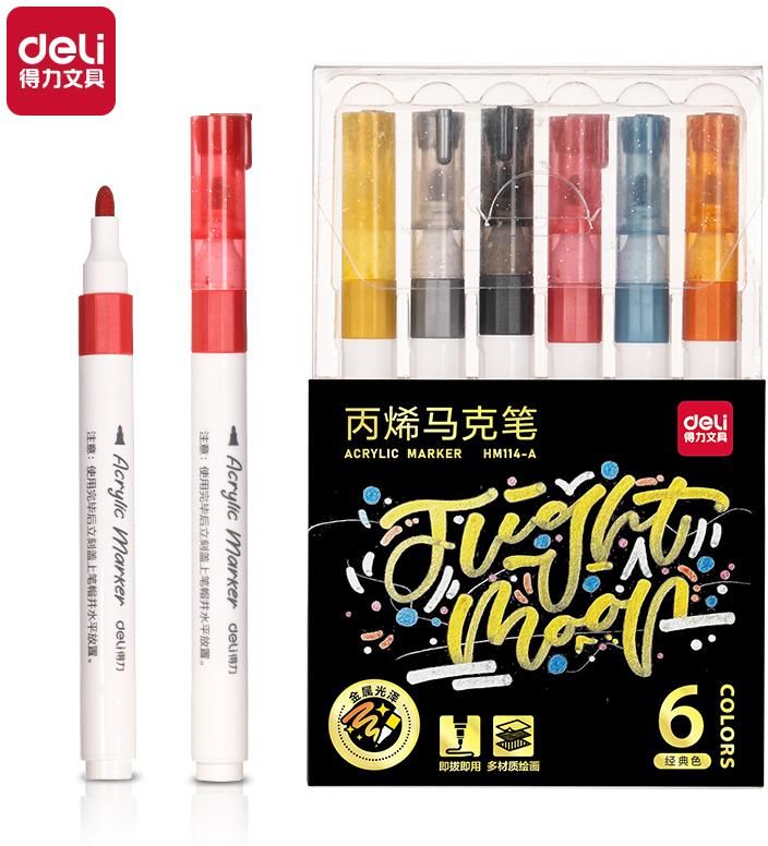 Acrylic Marker (CLASSIC) Deli 6 Colors