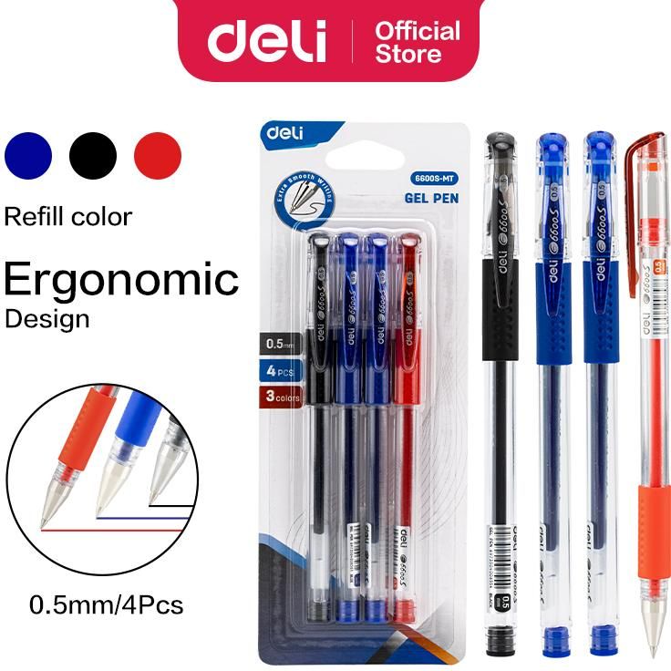 Gel Pen Deli 0.5mm Tip 4 Pieces 4 Colors