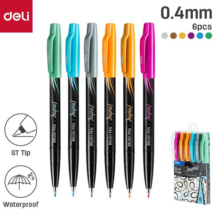Brush Pen Soft tip Deli 6 Colors