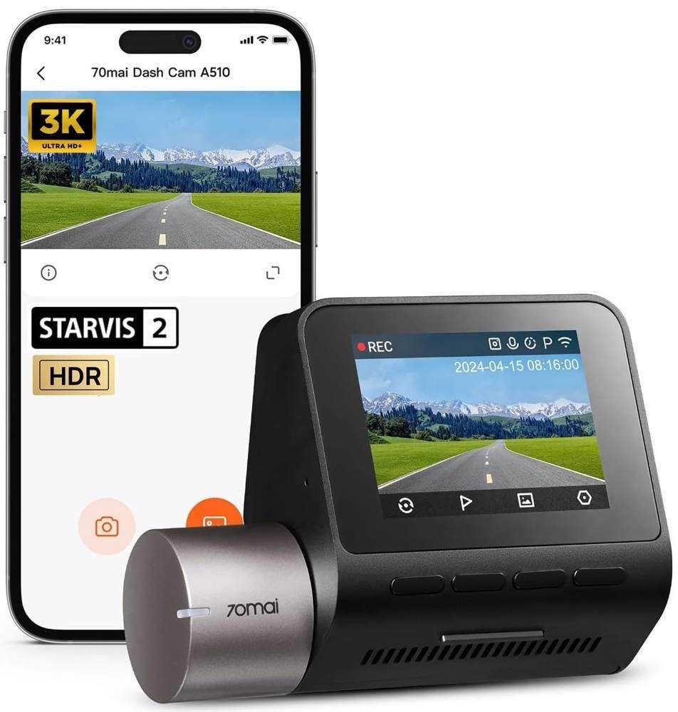 Dash Cam 70mai A510, Built in GPS, 140°, Black