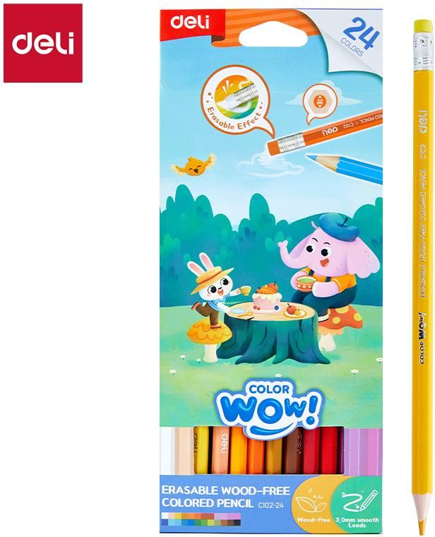 Erasable Wood-free Colored Pencil Deli 24 Colors