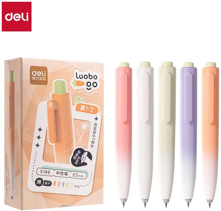 Gel Pen Deli 0.5mm Tip - Black (Color May Vary)