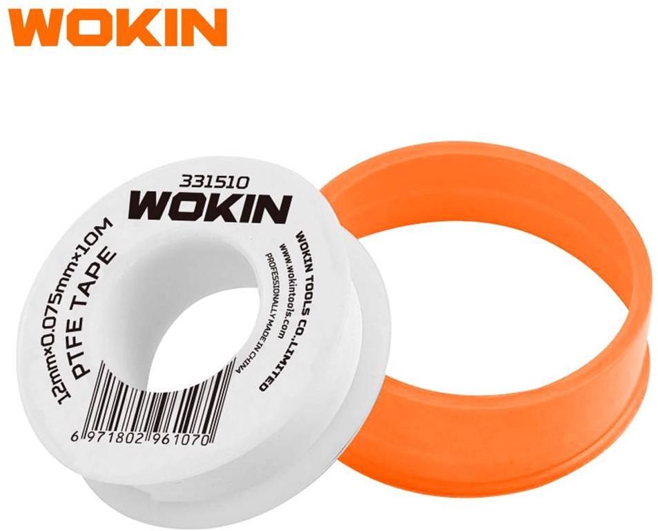 საიზოლაციო პაკლი Wokin 331510, 12mmx0.075mmx10m, PTFE Tape, White