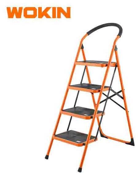 კიბე Wokin 682004, 4 steps, 150Kg, Steel Step-Ladder, Black/Orang