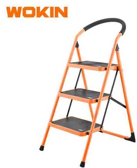 კიბე Wokin 682003, 3 steps, 150Kg, Steel Step-Ladder, Black/Orange