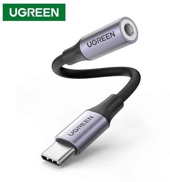 აუდიო ადაპტერი UGREEN (80154) Type-C to Aux 3.5mm Female Audio Headphone Adapter for Samsung, Google Pixel, Apple, 10cm, Space G